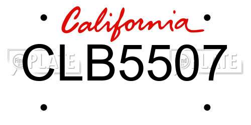 CLB5507 California License Plate