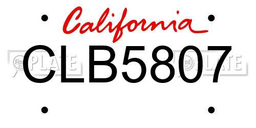 CLB5807 California License Plate