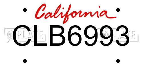CLB6993 California License Plate