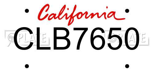 CLB7650 California License Plate