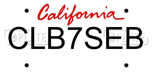 CLB7SEB California License Plate