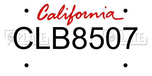 CLB8507 California License Plate