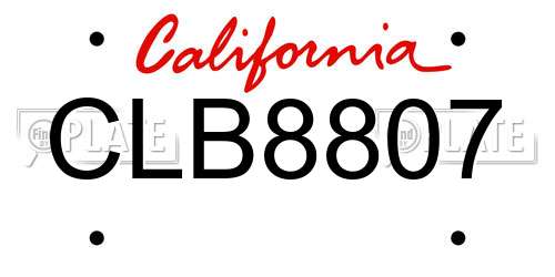 CLB8807 California License Plate
