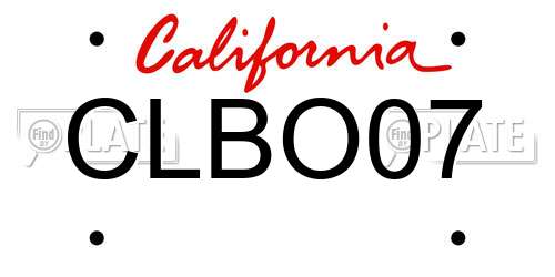CLBO07 California License Plate
