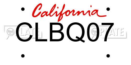 CLBQ07 California License Plate