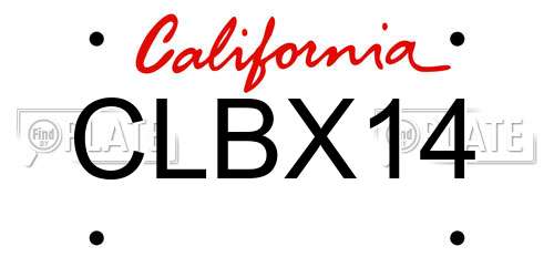 CLBX14 California License Plate