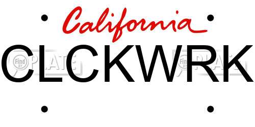 CLCKWRK California License Plate