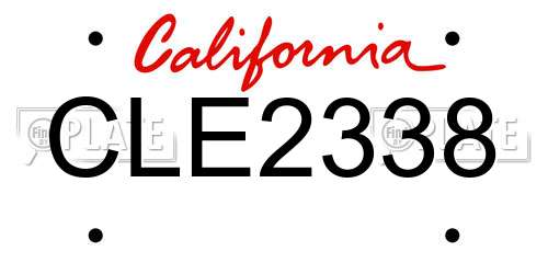 CLE2338 California License Plate