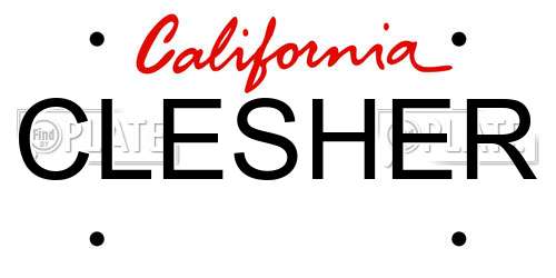 CLESHER California License Plate
