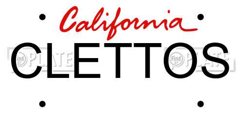 CLETTOS California License Plate