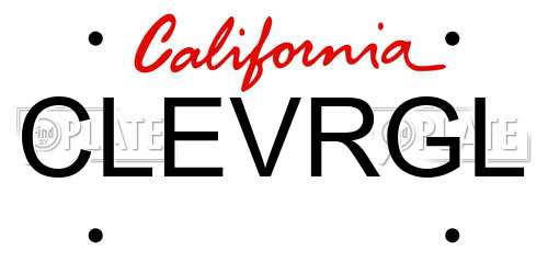 CLEVRGL California License Plate