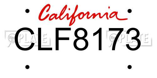 CLF8173 California License Plate
