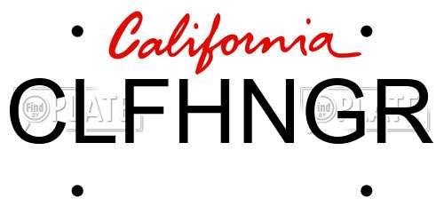 CLFHNGR California License Plate