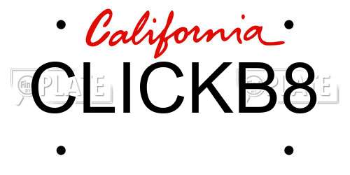 CLICKB8 California License Plate