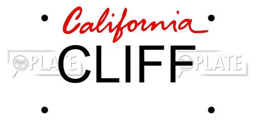 CLIFF California License Plate