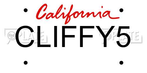CLIFFY5 California License Plate