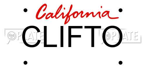 CLIFTO California License Plate