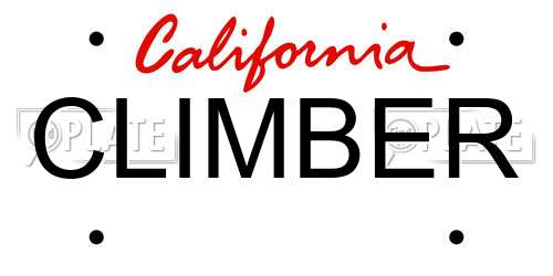 CLIMBER California License Plate