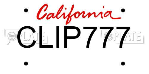 CLIP777 California License Plate