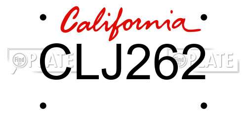 CLJ262 California License Plate