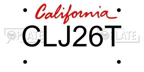 CLJ26T California License Plate