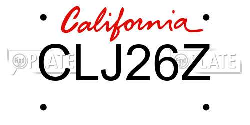 CLJ26Z California License Plate