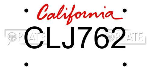 CLJ762 California License Plate