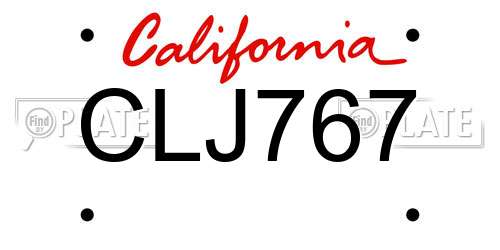 CLJ767 California License Plate
