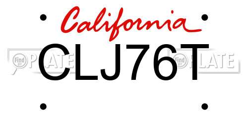 CLJ76T California License Plate