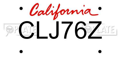 CLJ76Z California License Plate