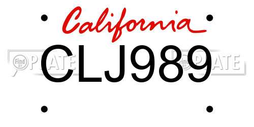 CLJ989 California License Plate