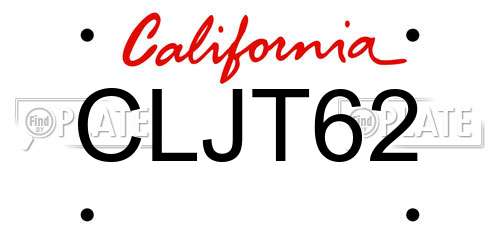 CLJT62 California License Plate