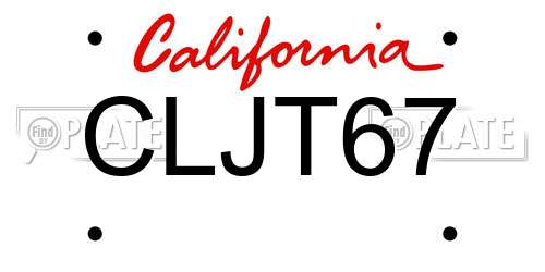 CLJT67 California License Plate