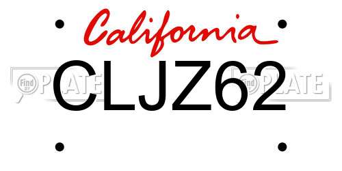 CLJZ62 California License Plate