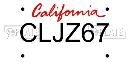 CLJZ67 California License Plate