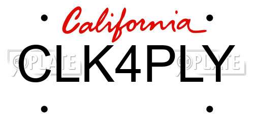 CLK4PLY California License Plate