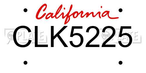 CLK5225 California License Plate