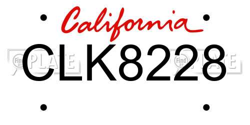 CLK8228 California License Plate