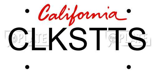 CLKSTTS California License Plate