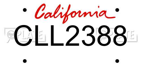 CLL2388 California License Plate