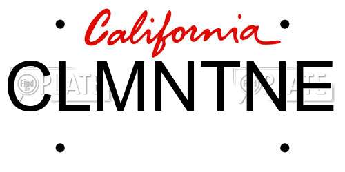 CLMNTNE California License Plate