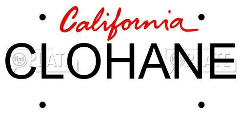 CLOHANE California License Plate