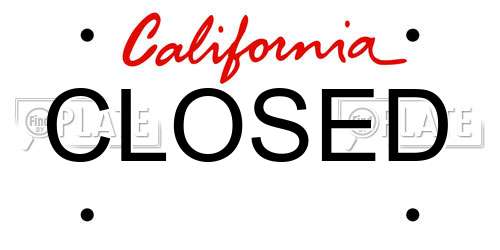 CLOSED California License Plate