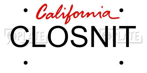 CLOSNIT California License Plate