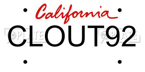 CLOUT92 California License Plate