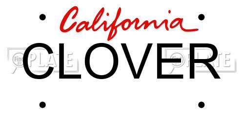 CLOVER California License Plate