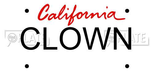 CLOWN California License Plate