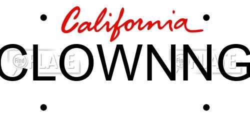 CLOWNNG California License Plate
