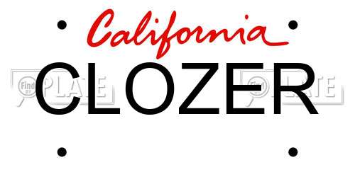CLOZER California License Plate