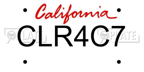CLR4C7 California License Plate